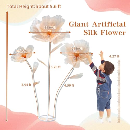 Wedding Decorations for Reception,5.6 Ft Giant Flowers for Decoration,Big Artificial Silk Flowers for Party Banquet Background,Home Decor,Photographic Props,Shop Window Display（White） - color: White