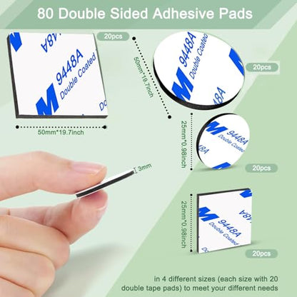 Double Sided Adhesive Pads, 80 Pcs 3mm Double Dided Tape Waterproof Mounting Tape for Home Décor & DIY Art Crafts Supplies Strong Pad Mounting Adhesive (Not for Foam Panels) (THK: 3mm)