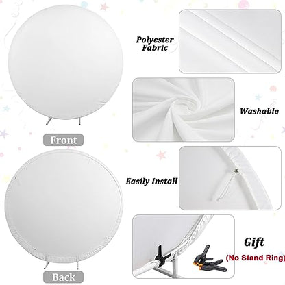 Renaiss 7x7ft Floral Marble Round Backdrop Cover for Photoshoot Portrait Rose Pink Glittering Camellia Circle Photography Background Wedding Bridal Shower Mother's Day Party Decor Photo Booth Prop - size: 7x7ft