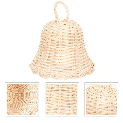 HOMSFOU Holiday Decorations Holiday Bell Ornament Wicker Ball Christmas Ornaments Rustic Hanging Bells Christmas Jingle Bells Tree Pendant Xmas Halloween Child Doorbell Indonesian Rattan