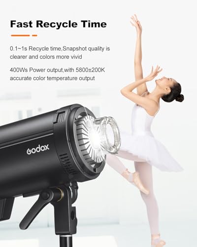 Godox DP400IIIV Studio Flash Light Kit for Photography,400Ws Photography Lighting Kit with Bowens Mount Softbox,Tripod Stand,GN87 2.4G X System Strobe Flash for Portrait Product Studio Shooting
