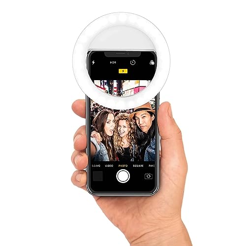 Bower Clip On Ring Light for Phone | 36 LED Ultra Wide Range Rechargeable Selfie Light with 3 Brightness Levels - Great for Selfie Photos, Vlogging, Make-Up, Dark Scenery, and More.
