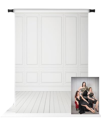 Kate 6.5x10ft White Grey Wall Photography Backdrops Vintage Texture Wood Floor Background Portrait Photo Backdrop - size: 6.5x10ft