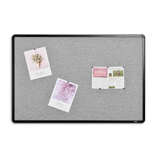 Staples Fabric Bulletin Board with Black Frame, 3' x 2' Wall Mounted Fabric Message Board for Home Office and Classroom - size: 3' x 2', style: Black Frame