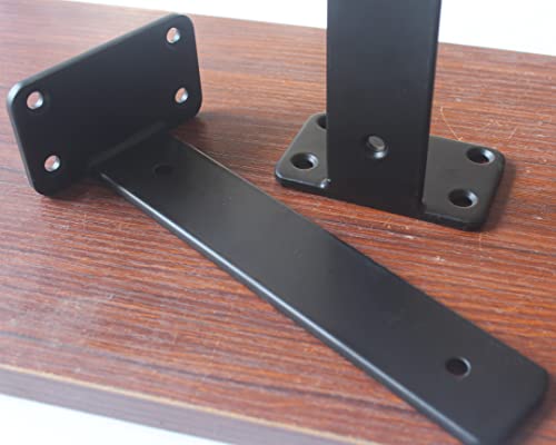 2 Pack - 8 inch Black Hidden L Shelf Bracket (1/5 Inch Thicked) Iron Floating Shelf Brackets Rustic Industrial Metal Brackets for Shelf Support - size: 8 Inch, style: Black 2 Pack
