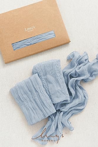 Ling's Moment Luxury Cloth Wedding Napkins - 19x19 Inch Reusable Cheesecloth Linen Napkins for Wedding Reception, Bridal Shower, Dinner Table - Washable, Durable (Set of 10), [Dusty Blue] - color: Blu-dusty Blue