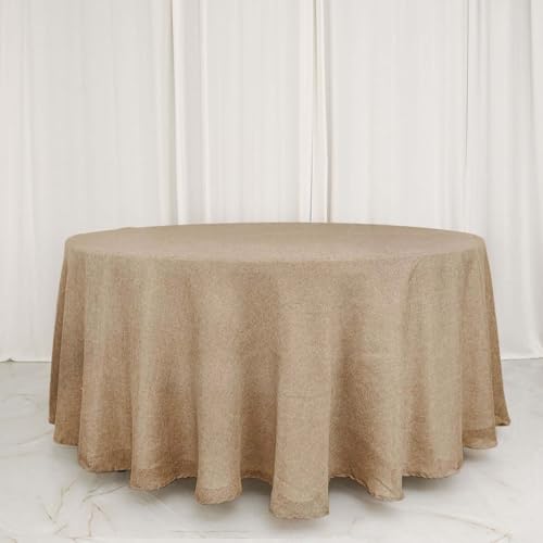 Efavormart 120 Inch Round Natural Jute Faux Burlap Tablecloth - Rustic Boho Chic Farmhouse Table Cover for Christmas, Thanksgiving, Wedding, Party - color: Natural Boho, size: 120" (Round)