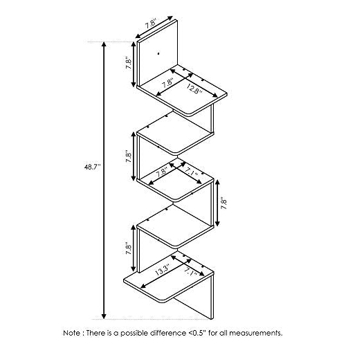 Furinno Rossi Wall Mounted Shelves, 5-Tier Rectangle, Espresso/Black - color: Espresso/Black, style: 5-Tier Square