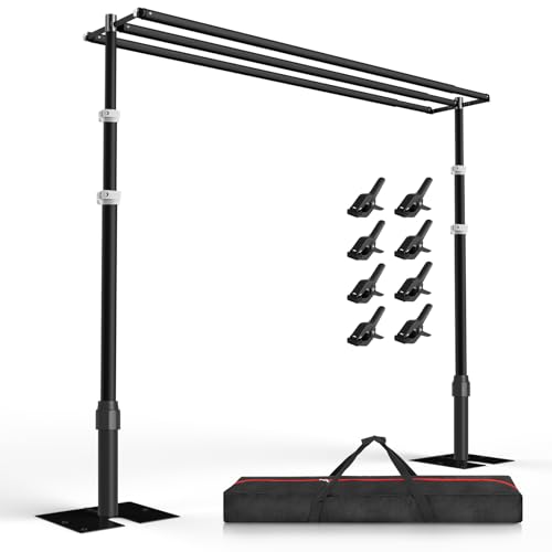 EMART Backdrop Stand Heavy Duty 10x10Ft,Three Crossbar Pipe and Drape Photo Background Support Kit, Adjustable Metal Frame with Flat Base for Wedding Birthday Party Decorations-Black - color: Black, size: 10x10FT