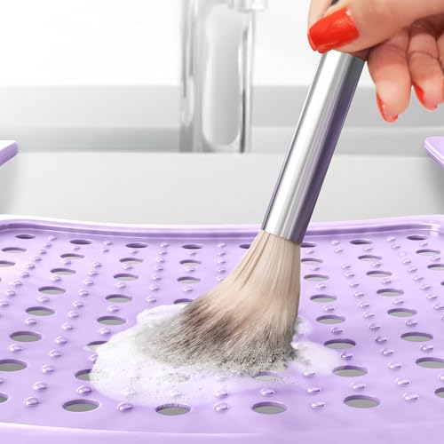 Sink Topper Bathroom Counter Cover & Storage Saver, Foldable Silicone Mat for Hot Tools, Hair Styling & Makeup, Beauty Brush Cleaning Mat, RV Camper Sink Cover & for Small Spaces (Large - Lavender) - color: Lavender, size: Large