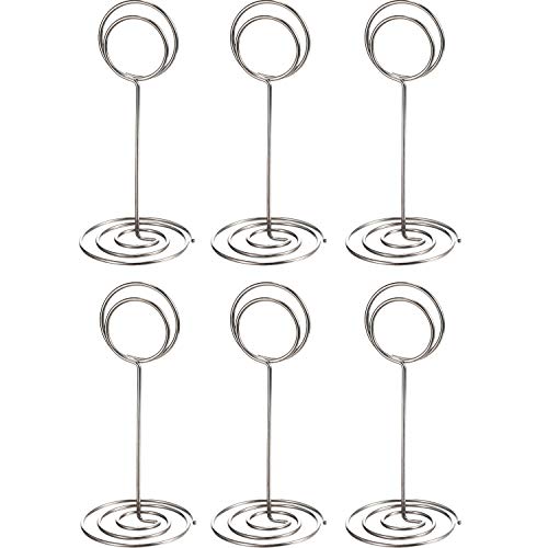 TecUnite 24 Pieces 3.35 Inch Table Number Holder Place Card Photo Holder Picture Name Menu Clips Memo Cards Stand for Wedding Reception Anniversary Birthday Party Centerpieces (Silver) - color: Silver
