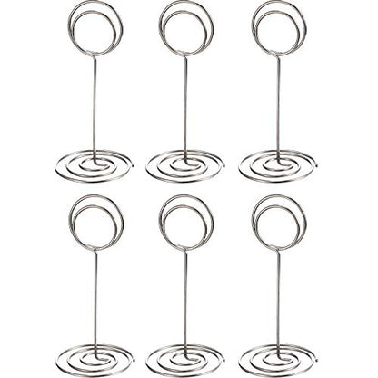 TecUnite 24 Pieces 3.35 Inch Table Number Holder Place Card Photo Holder Picture Name Menu Clips Memo Cards Stand for Wedding Reception Anniversary Birthday Party Centerpieces (Silver) - color: Silver