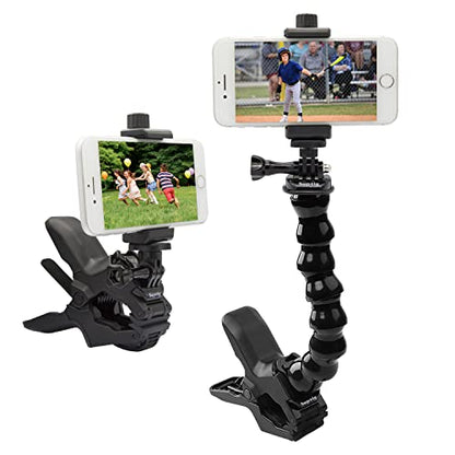 Suptig Phone Holder Desk Gooseneck Mount, Cell Phone Clamp Clip for Pole, Mount Stand, Compatible for iPhone 16 Plus iPhone 15 Pro 14 Plus Xs Max XR X 8 7 6 6s Plus and Other 4-7'' Device