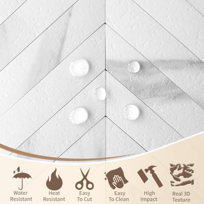 DICOFUN 10-Sheet White Marble Peel and Stick Backsplash, Faxu Stone PVC Stick on Backsplash Wall Tiles for Kitchen and Bathroom - color: White Marble, size: 10 Sheets, 12"x12"x0.12"