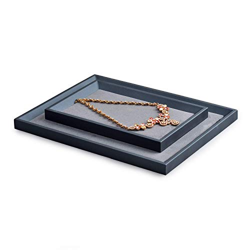 Oirlv Premium Leather Flat Jewelry Tray Jewelry Display Organizer Valet Tray for Nightstand or Dresser Organizer(Medium) - size: Medium