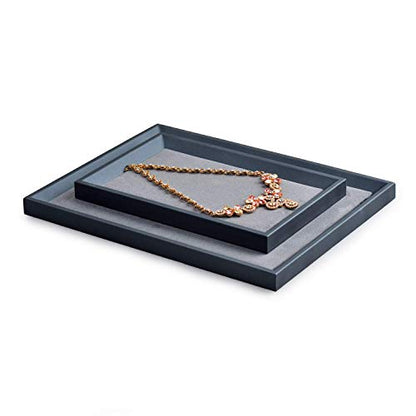 Oirlv Premium Leather Flat Jewelry Tray Jewelry Display Organizer Valet Tray for Nightstand or Dresser Organizer(Medium) - size: Medium