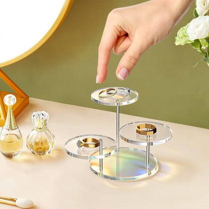 Round Acrylic Display Riser Stands, 3 Tier Jewelry Display Stands for Rings Earrings Mini Figurines 1 Pack(Clear) - color: Clear