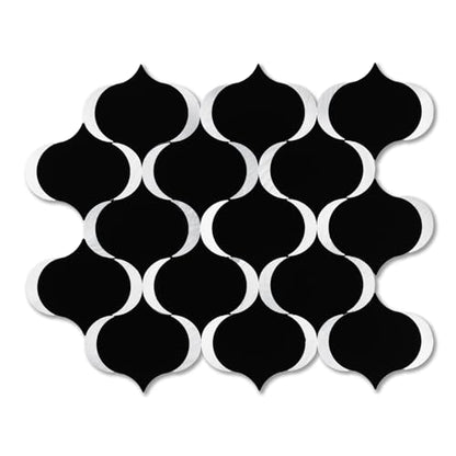 10 Sheet Arabesque Peel and Stick Backsplash Tile, Stick on Backsplash for Kitchen and Bathroom Wall, Glossy Black Look PVC Mixed Metal Aluminum - color: Glossy Black Mixed Metal Silver