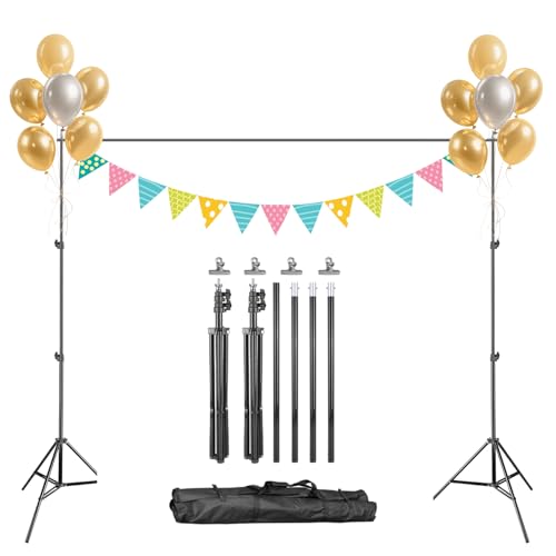 Backdrop Stand, 6.5 x 10ft Photo Studio Adjustable Background Stand Support kit with 4 Clamps, 1 Carrying Bag, Pipe and Drape Stand for Party, Events Decoration, Wedding, Photography (Black) - color: Black