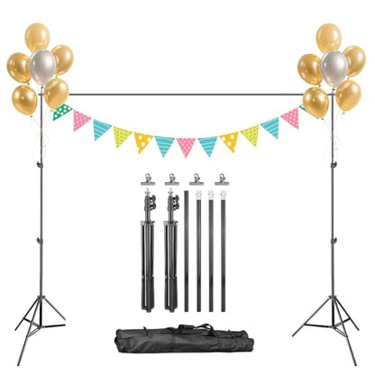 Adjustable Backdrop Stand, 6.5 x 10ft Photo Studio Background Stand Support kit with 4 Clamps, Carrying Bag, Photo Backdrop Stand for Party, Green Screen, Events Wedding Decoration, Photography