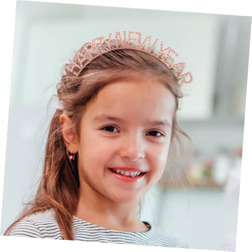 Gatuida 2pcs New Year Headbands for Women with Rhinestone Glitter, Silver and Rose Gold Colors, Spring Festival Party Hair Accessories, Photo Prop Hairbands