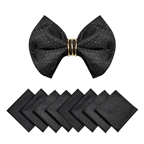 Cloth Napkins Set of 8 – Square 17x17 Inch Jacquard Fabric Polyester Washable Reusable Cloth Napkins for Kitchen Dinner Dining Restaurants Wedding Party Banquet Table (Black) - color: Black