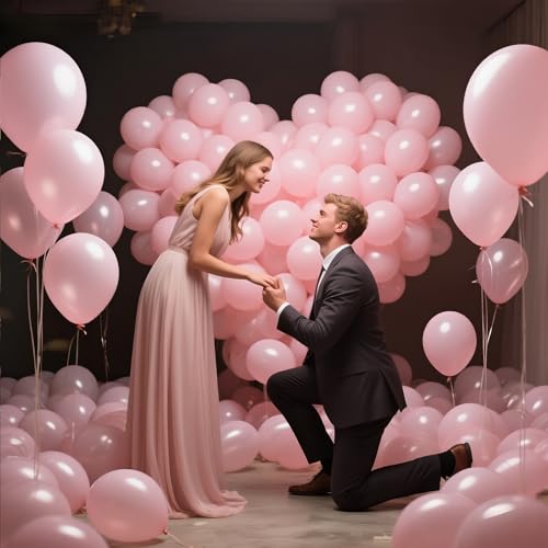 Light Pink Balloon 12 Inch, 110pcs Latex Party Balloons Helium Bright Color for Birthday Baby Shower Wedding Party Supplies Arch Garland Decoration - color: B16-light Pink, size: 12inch (Normal)