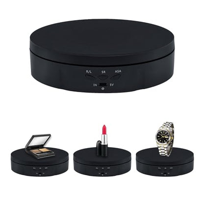 Mcbazel Motorized Rotating Display Stand,5.7inch 360 Degree Electric Rotating Turntable Display Stand for Photography Shows/Jewelry/Watch/3D Models/Cup -The Load-Bearing Capacity is About 10kg,Black - color: Black+5.7inch