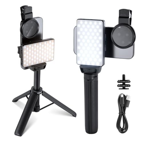 NEEWER Basics LED Selfie & Tattoo Light Compatible with iPhone, Clip on CPL Filter/Tripod Stand/Phone Holder, Fill Lighting Remove Reflection for Art Food Jewelry Photography Video Recording, BL120B
