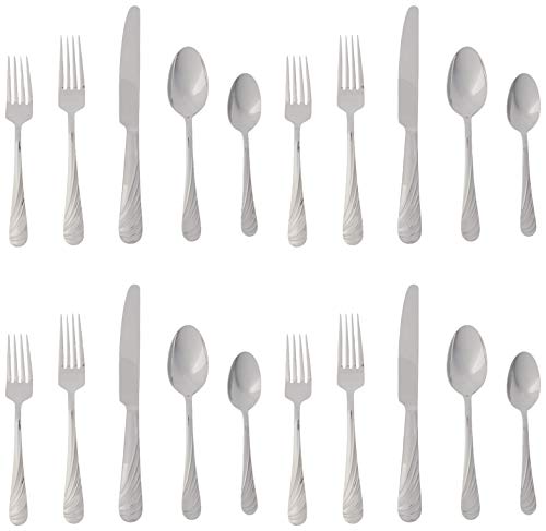Mikasa 5118046 Swirl 20-Piece 18/10 Stainless Steel Flatware Set, Service for 4 - size: 20-Piece Flatware Set, Service for 4, style: Swirl