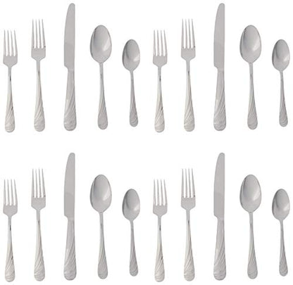 Mikasa 5118046 Swirl 20-Piece 18/10 Stainless Steel Flatware Set, Service for 4 - size: 20-Piece Flatware Set, Service for 4, style: Swirl