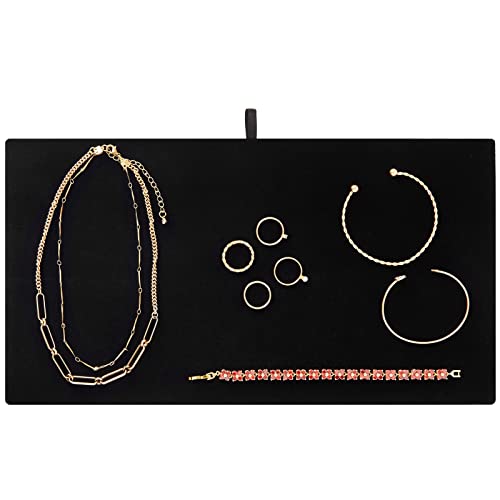Juvale Black Velvet Jewelry Display Trays - Multipurpose Ring Display & Bracelet Holder - Soft Velvet Surface & Plush Boards - Space-Saving Stackable Jewelry Trays - Pack of 6, 14 in, Rectangular