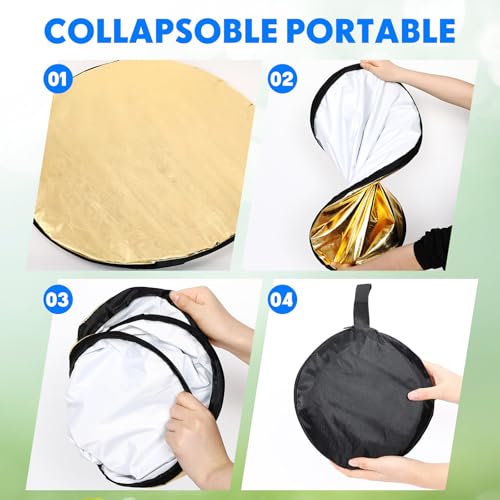 Yuntau Photography Reflector 5 in 1 Light Reflectors for Photography Collapsible Photoshoot Props with Bag for Photo Studio Lighting, Translucent, Silver, Gold, White and Black(23 Inches) - size: 23 Inches