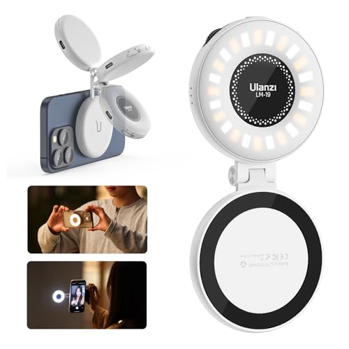 ULANZI Magnetic Selfie Light White, LED Fill Light Compatible with Magsafe, LED Selfie Ring Light Included Sticky Ring for Phones, for Selfies/Photography/TikTok/Zoom Calls/Video Recording - color: White