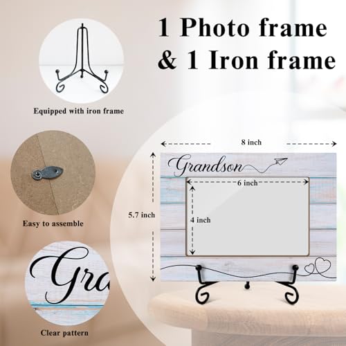 Grandson Picture Frame, Frame Gifts for Christmas Birthday, Grandson 4 x 6 Picture Frame with Stand for Tabletop Display, Grandparents Gifts (Light blue stripes) - color: Frame11