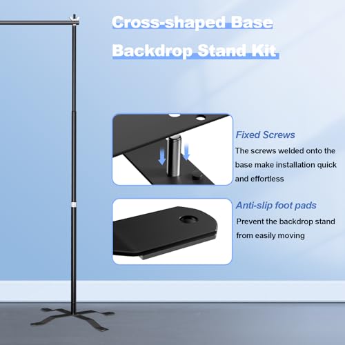 10x8.5ft(WxH) Upgraded Heavy Duty Backdrop Stand, Pipe and Drape Stand Kit with Cross Base, Photo Background Stand for Parties, Wedding, Photography-Quick Installation