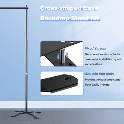 10x8.5ft(WxH) Upgraded Heavy Duty Backdrop Stand, Pipe and Drape Stand Kit with Cross Base, Photo Background Stand for Parties, Wedding, Photography-Quick Installation