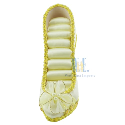 Ring Holder High Heel Shoe Design Fashion Jewelry Organizer Display Birtyday Gift (Yellow) - color: Yellow