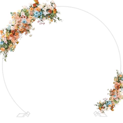 Wokceer 9.2FT Wedding Arch Round Backdrop Stand Wedding Arches for Ceremony Circle Balloon Arch Stand Frame Anniversary Birthday Party Valentine Celebration White - color: White, size: 9.2 FT