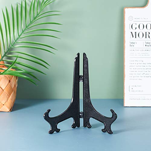 Artliving 8 Inch Black 6pcs/Set Plastic Easels Plate Display Stands Picture Frame Stand Holder - color: Black, size: 8 Inch (6 Pack)
