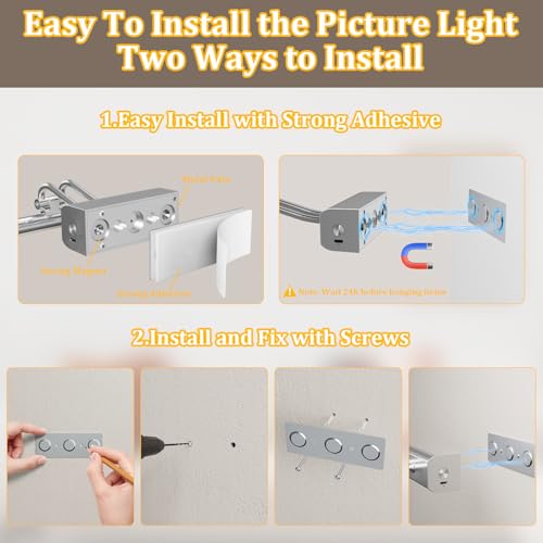 Picture Light for Wall, Platinum Silver, Battery Operated - color: Platinum Silver, size: 13.8Inch
