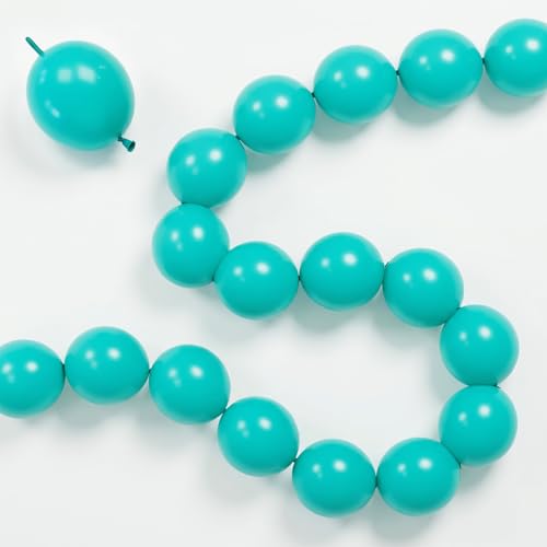 Teal Blue Linking Balloons, 100PCS 6 Inch Turquoise Quick Link Balloons for Making Balloon Wall Heart Arch, Tails Balloon for Wedding Birthday Bridal Baby Shower Mermaid Pool Octopus Party Decorations - color: Teal Blue, size: 6 inch