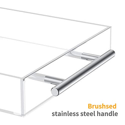 Clear Serving Tray 12"x12" - Acrylic Decorative Tray with Handles - size: 12" x 12" x 2"