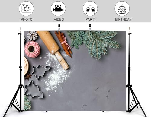 4x4ft Christmas Baking Backdrop Rolling Pin Cookie Cutter Photography Background for Party Holiday Baking Themed Event Decorations Tapestry Photo Booth Props - size: 4x4ft