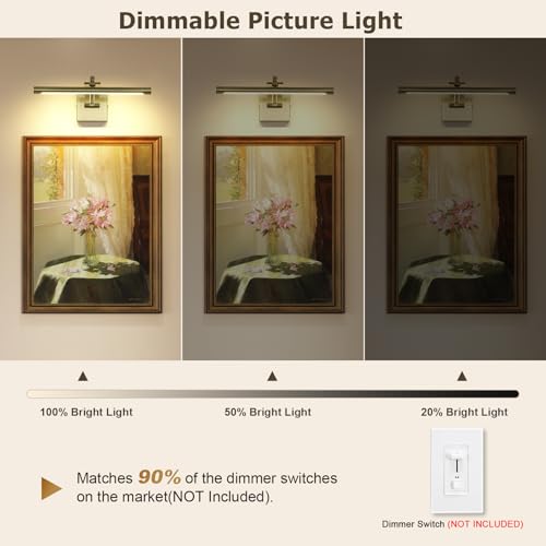 DESOOP Picture Lights for Wall Hard-Wired Antique Bronze Picture Lighting Dimmable Art Light LED Gallery Lighting for Wall Portrait Artwork 15.75 inch 7W 2700K - color: Hard-Wired Antique Bronze, size: Dimmable 15.75inch