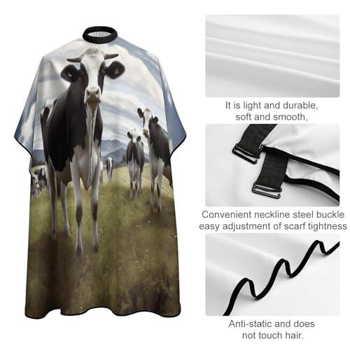Farm Cow Pictures Barber Cape Professional Waterproof Barber Apron Hair Cutting Salon Cape Adjustable Cooking Kitchen Bib Aprons for Hair Stylist Makeup Home Use