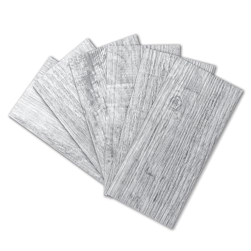 Art3d 102-Piece Peel and Stick Tile Backsplash for Kitchen Bathroom, 3in. × 6in. Stick on Subway Tile White-Washed Wood Plank - color: White-washed