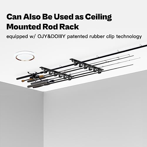 OJYDOIIIY Wall Mount Fishing Rod Holders,Horizontal/Ceiling Fishing Pole Storage Rack for Garage 2 Packs - color: 2 Pack, 12 Rods