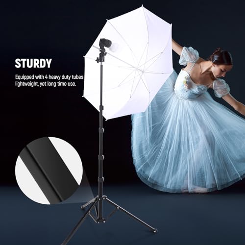 NEEWER 71" Portable Metal Camera Tripod Stand, Reverse Folding Light Tripod with LED Light Ring, Reflector, Flip Locks for Live Streaming, Vlog, Video Recording, ST180R - size: 180cm