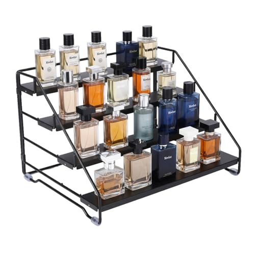 Cologne Organizer for Men, 4 Tier Perfume Stand, Metal Display Riser Stand, Dresser Organizer with Anti-Slip Washers,Display Stand Shelf for Fragrance, Skincare, Figurine, Dessert